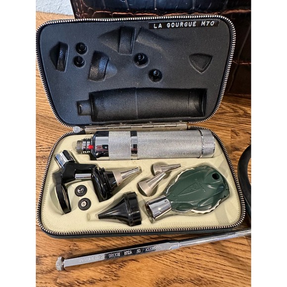 Upjohn Homa Doctors Bag,KEY,Welch Allyn Otoscope, NAVANE Hammer,Stethoscope 0885 - Picture 7 of 11